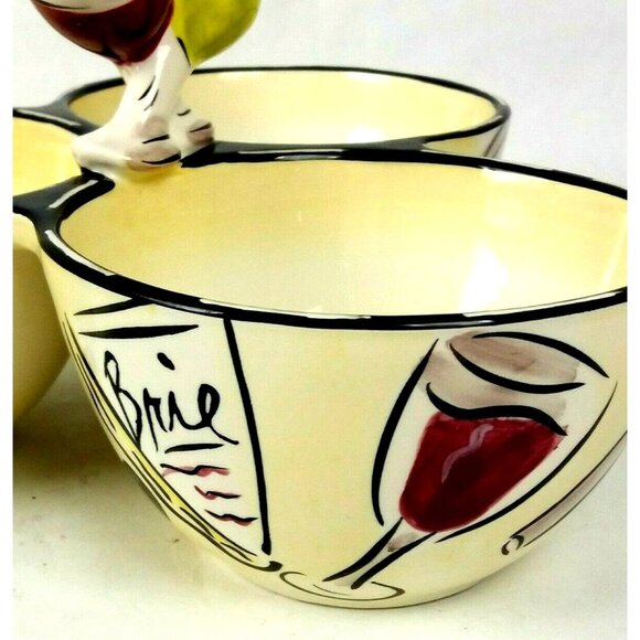 Clay Art Wine Cheese Condiment Dip Dish Server Ceramic Appetizer Entertaining Ho - Picture 6 of 9